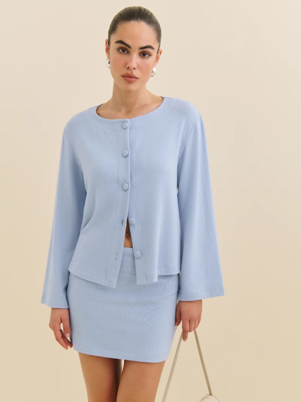 Reformation Hunter Knit Set Pale Blue
